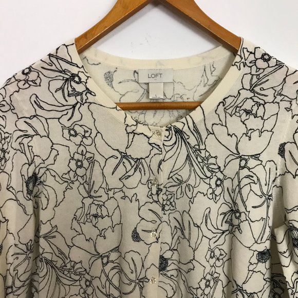 LOFT Sweaters - LOFT Women Cardigan Button L Floral Design Sweater